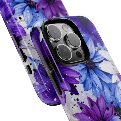 Blue & Purple Floral Splash Mobile Cover – Elegant Artistic Flowers