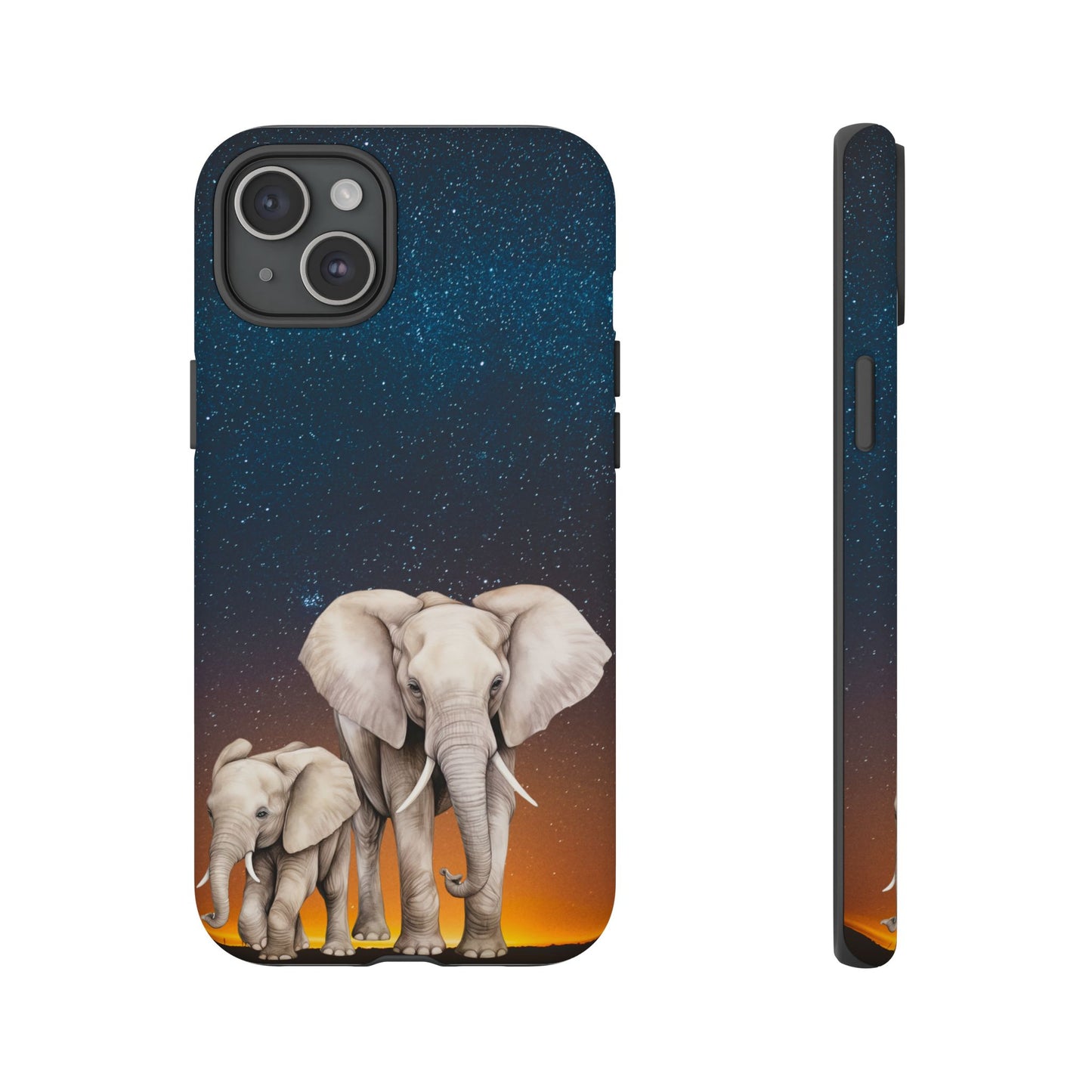 Starry Safari Elephant Family Mobile Cover – Cosmic Wildlife Aesthetic