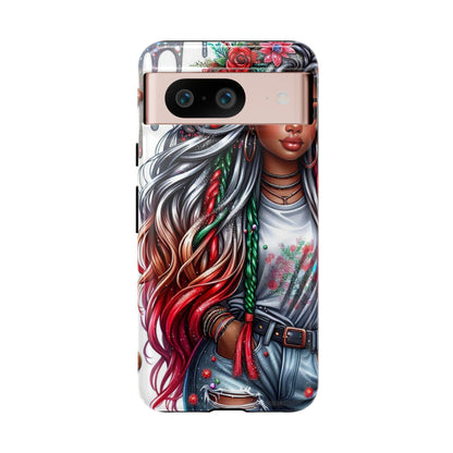 Festive Boho Queen – Holiday Glow & Candy Cane Braids Mobile Cover