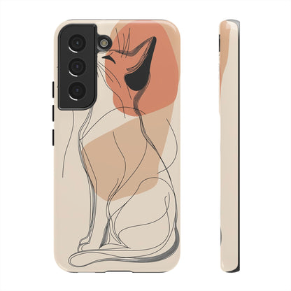 Graceful Cat Outline: Abstract Whiskered Beauty Phone Case for iPhone, Samsung & Pixel