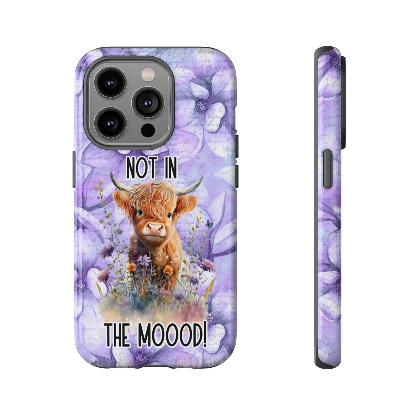 Not In The Mood Heifer Print Phone Case - iPhone, Samsung & Google Pixel Cover - Artistic Cow Phone Case, Animal Lover Gift