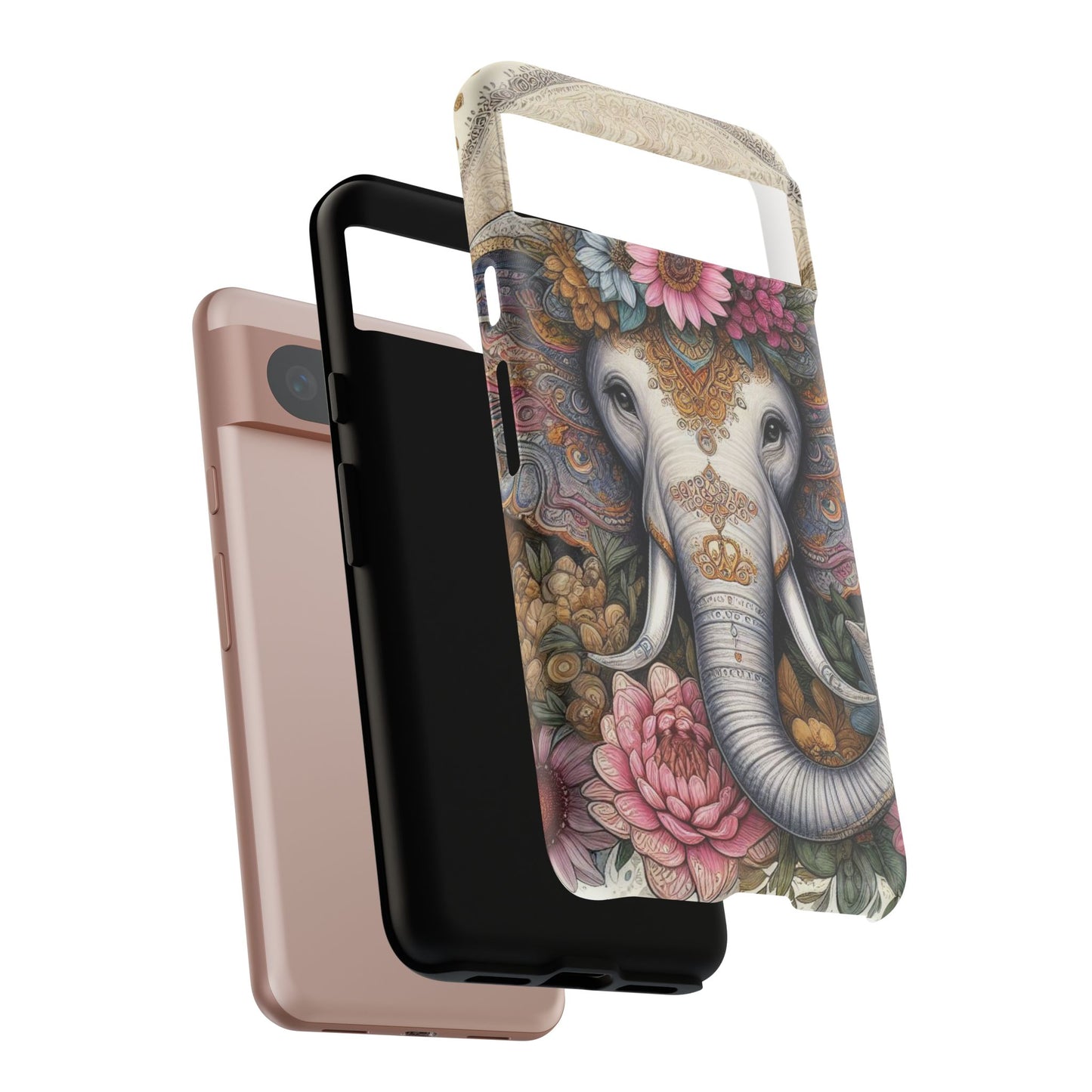 Elegant Floral Elephant Mobile Cover – Royal Mandala Art