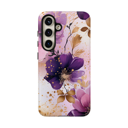 Luxury Purple & Gold Floral Aesthetic Mobile Case