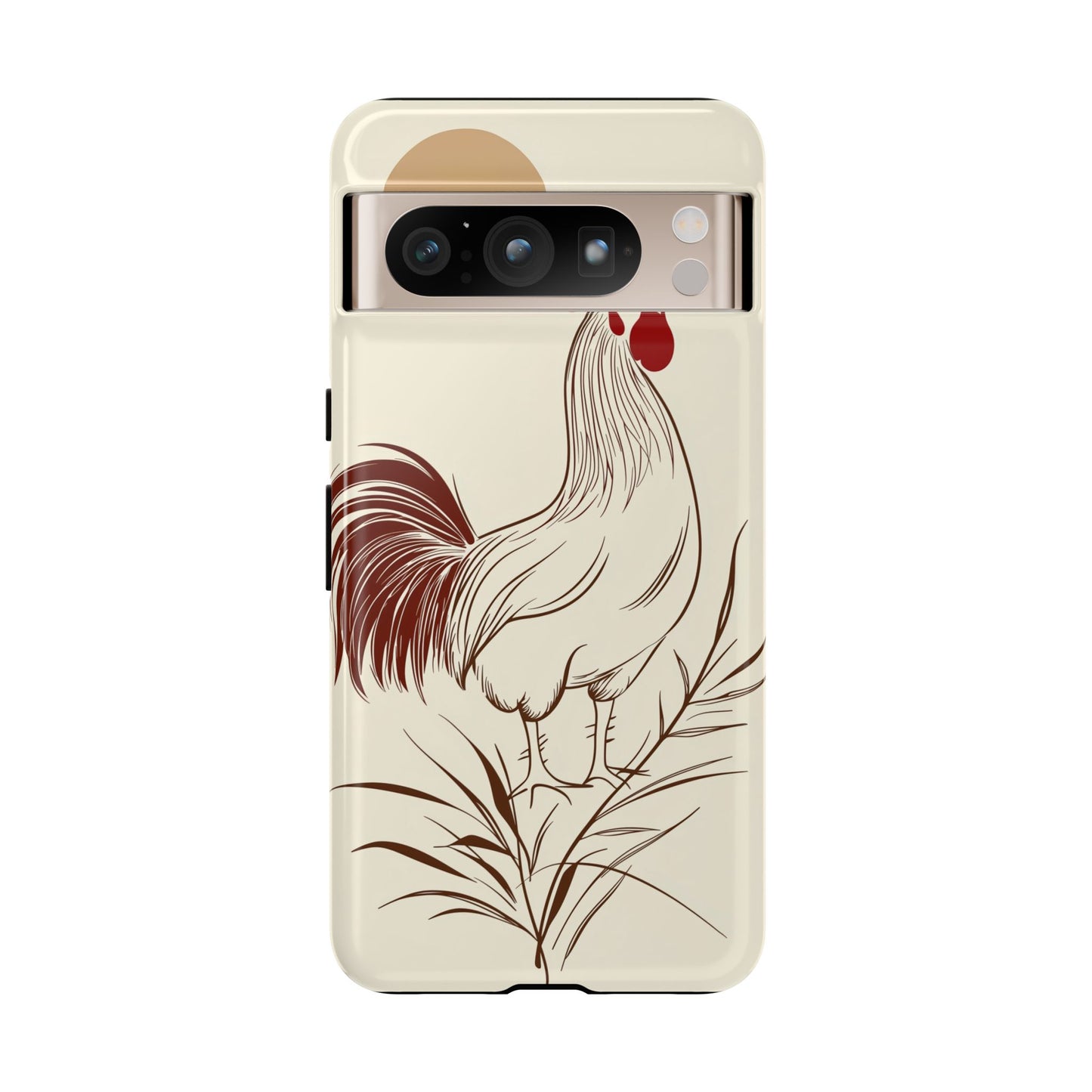 Golden Dawn Rooster: Minimalist Farmstead Charm Case for iPhone, Samsung & Pixel