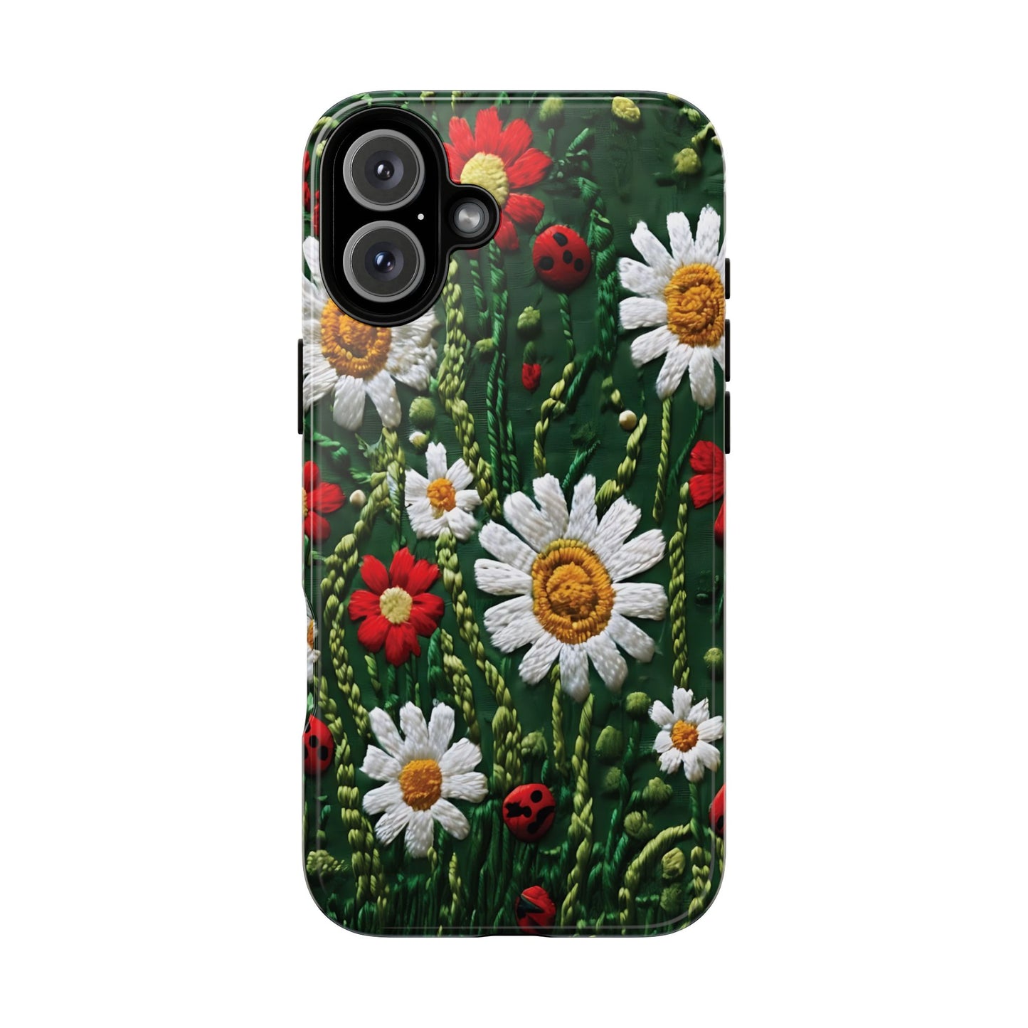 Knitted Pattern With Diamonds And Festive Motifs On Navy phone case design.