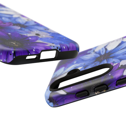 Blue & Purple Floral Splash Mobile Cover – Elegant Artistic Flowers