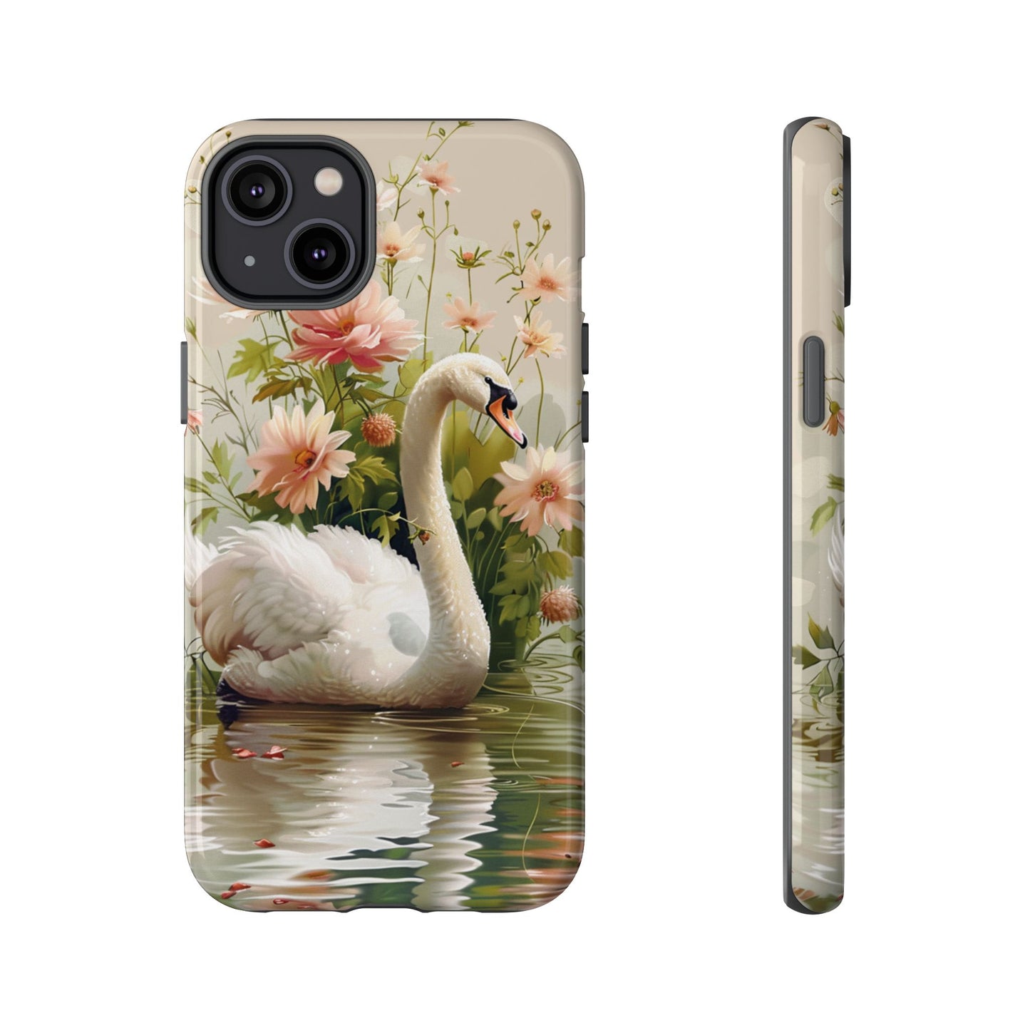 Floral Swan Phone Case – Bird Phone Case, Elegant & Protective for iPhone, Samsung & Google Pixel