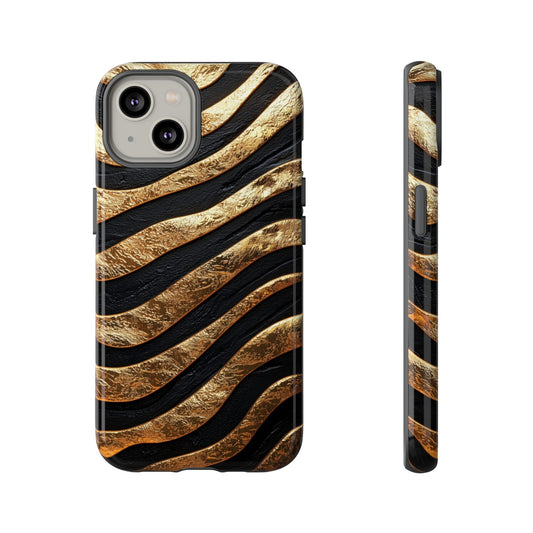 Luxury Black & Gold Zebra Stripes Phone Case for iPhone, Samsung & Google Pixel