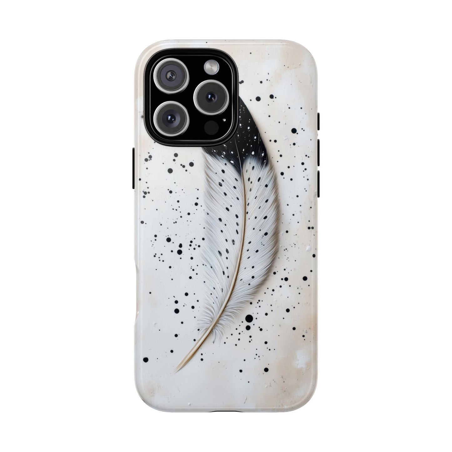 Elegant Owl Feather Phone Case – Black & White for iPhone, Samsung & Google Pixel