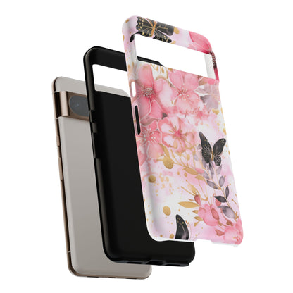 Pink Blossom & Gold Butterfly Mobile Case
