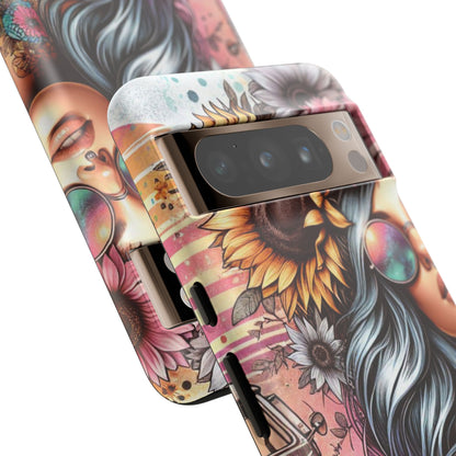 Retro Boho Wanderer – Sunflower Hippie Van Mobile Cover