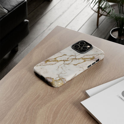 Elegant White and Gold Marble Case Design