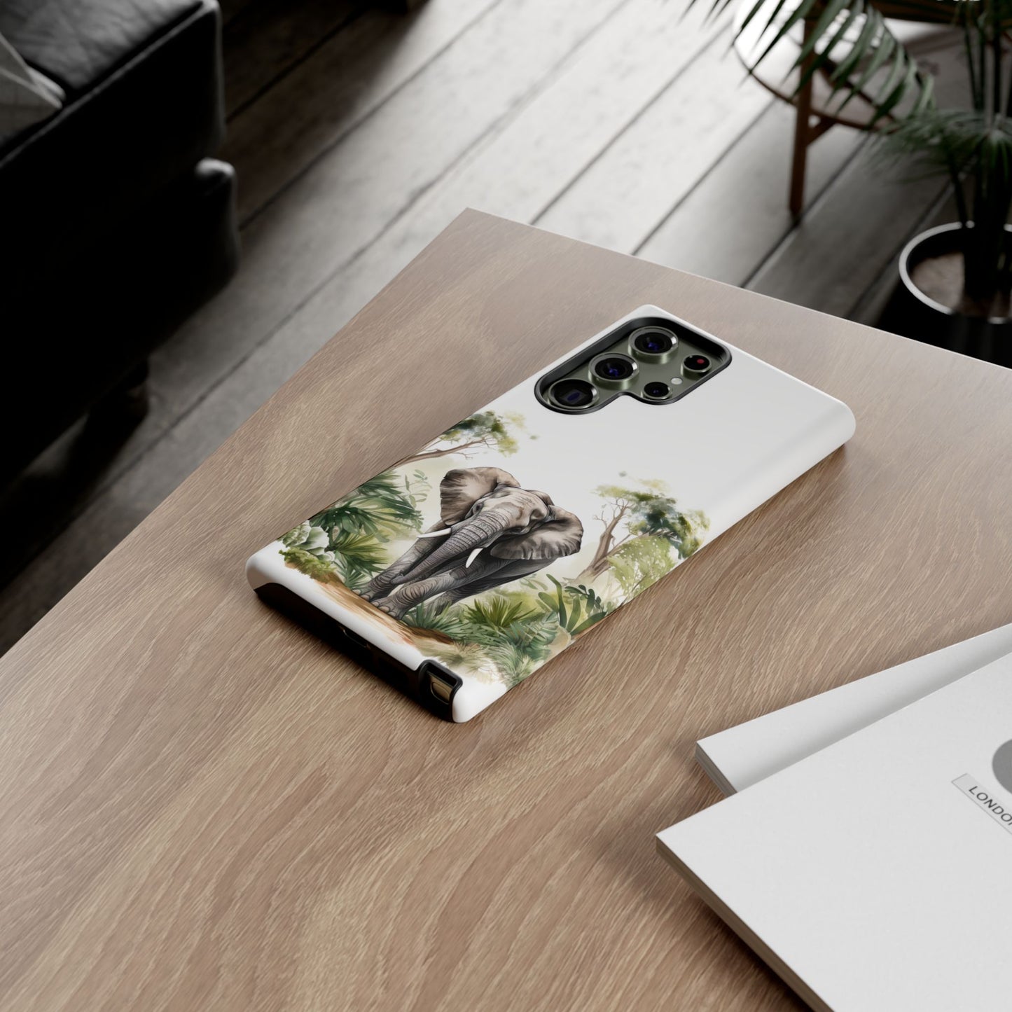 Serene Jungle Elephant Mobile Cover – Watercolor Wildlife Design