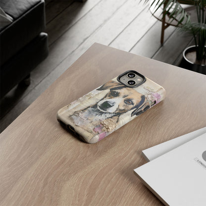 Vintage Collage Dog Portrait Mobile Cover – Artistic Mixed Media Design