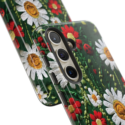 Knitted Pattern With Diamonds And Festive Motifs On Navy phone case design.