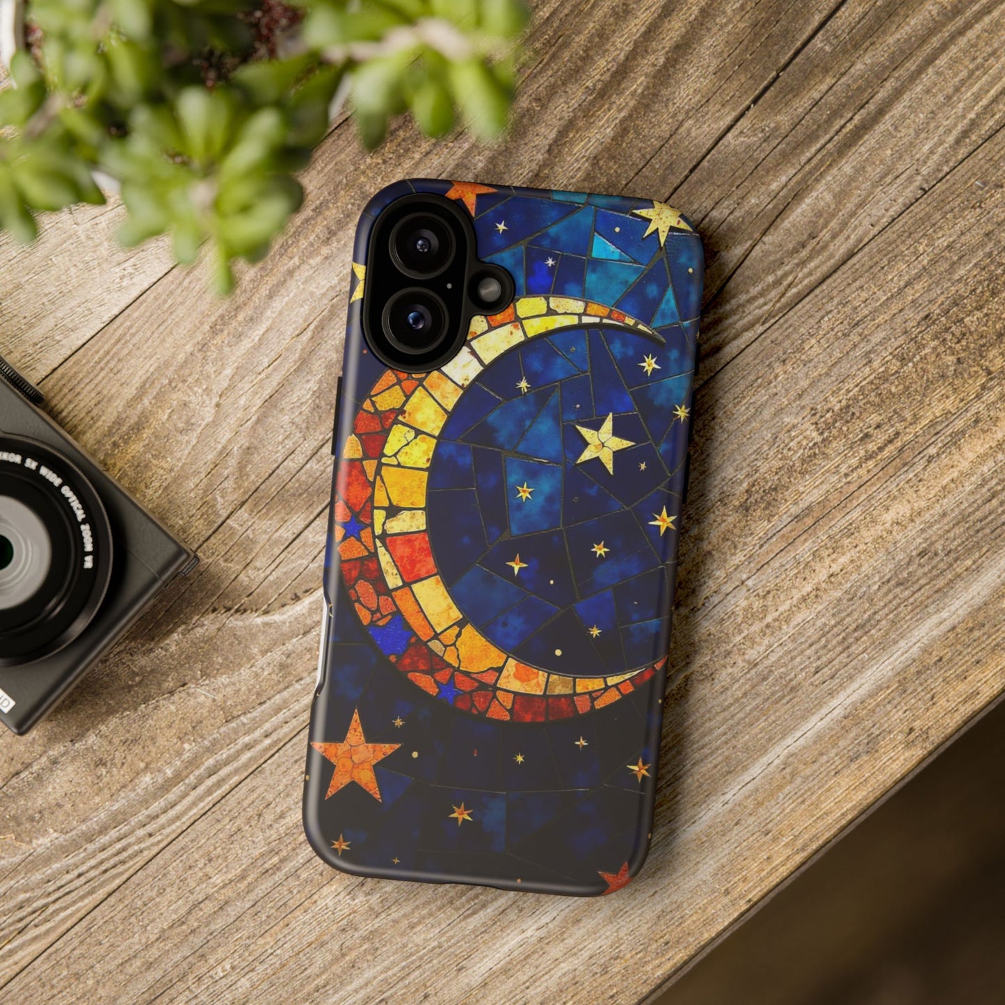 Celestial Crescent: Vibrant Moon and Stars Phone Case