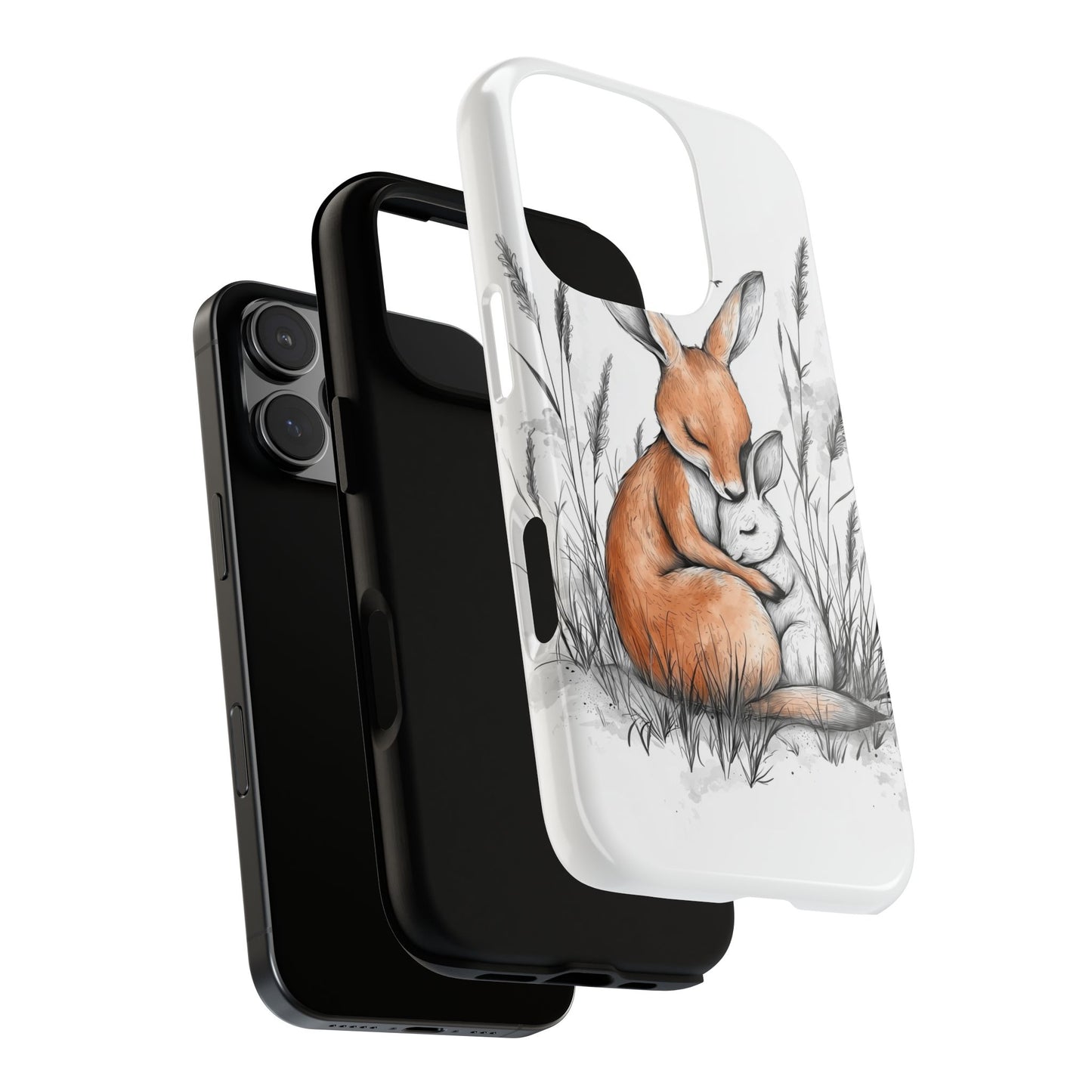 Bunny Embrace: Watercolor Woodland Hug Phone Case for iPhone, Samsung & Pixel