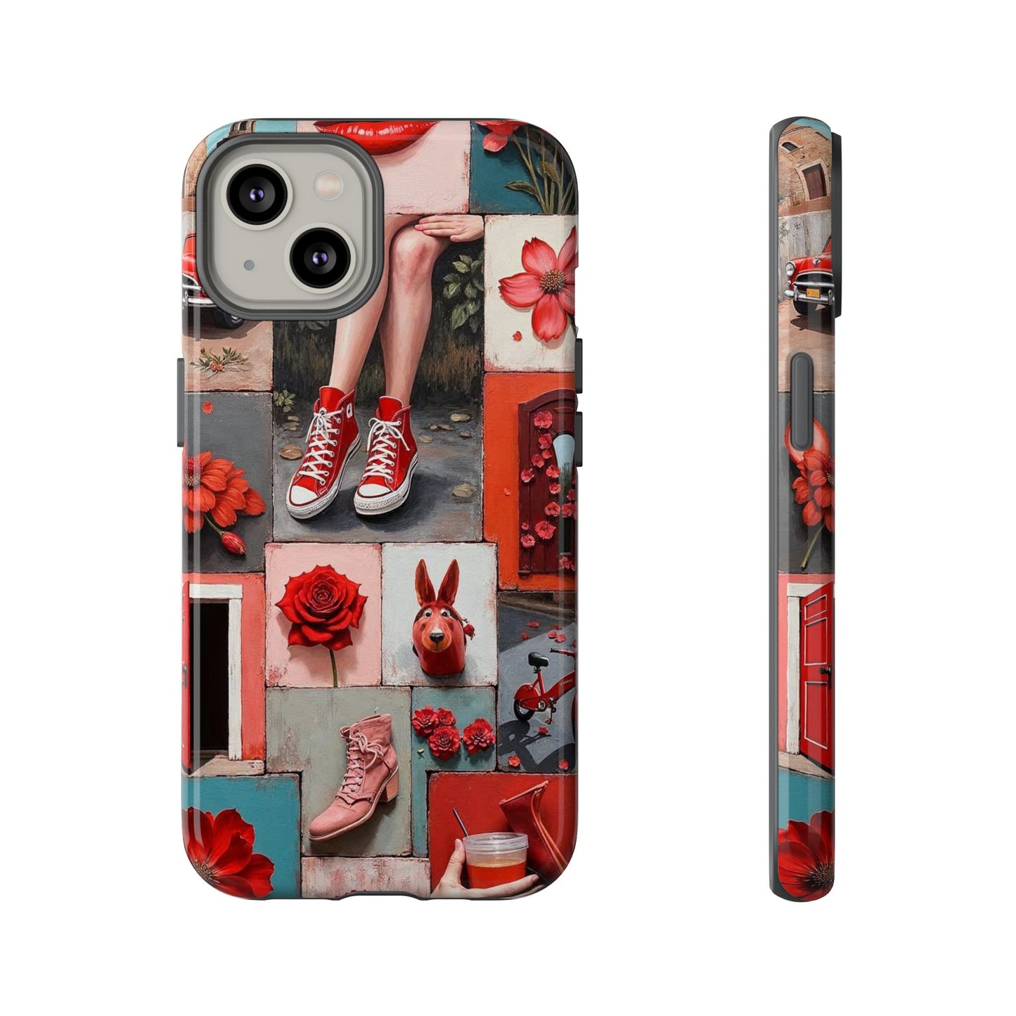 Red Sneakers & Roses Collage Phone Case