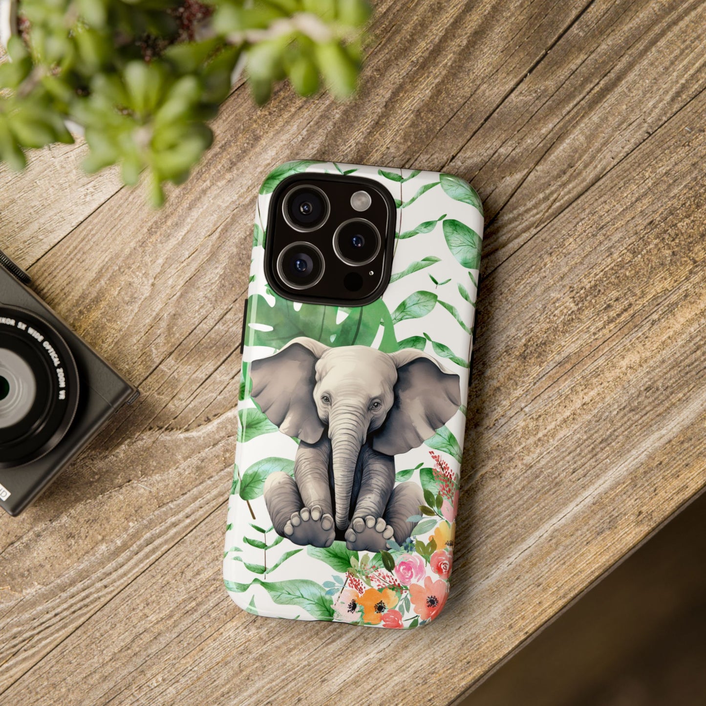 Cute Baby Elephant Mobile Cover – Floral & Tropical Aesthetic
