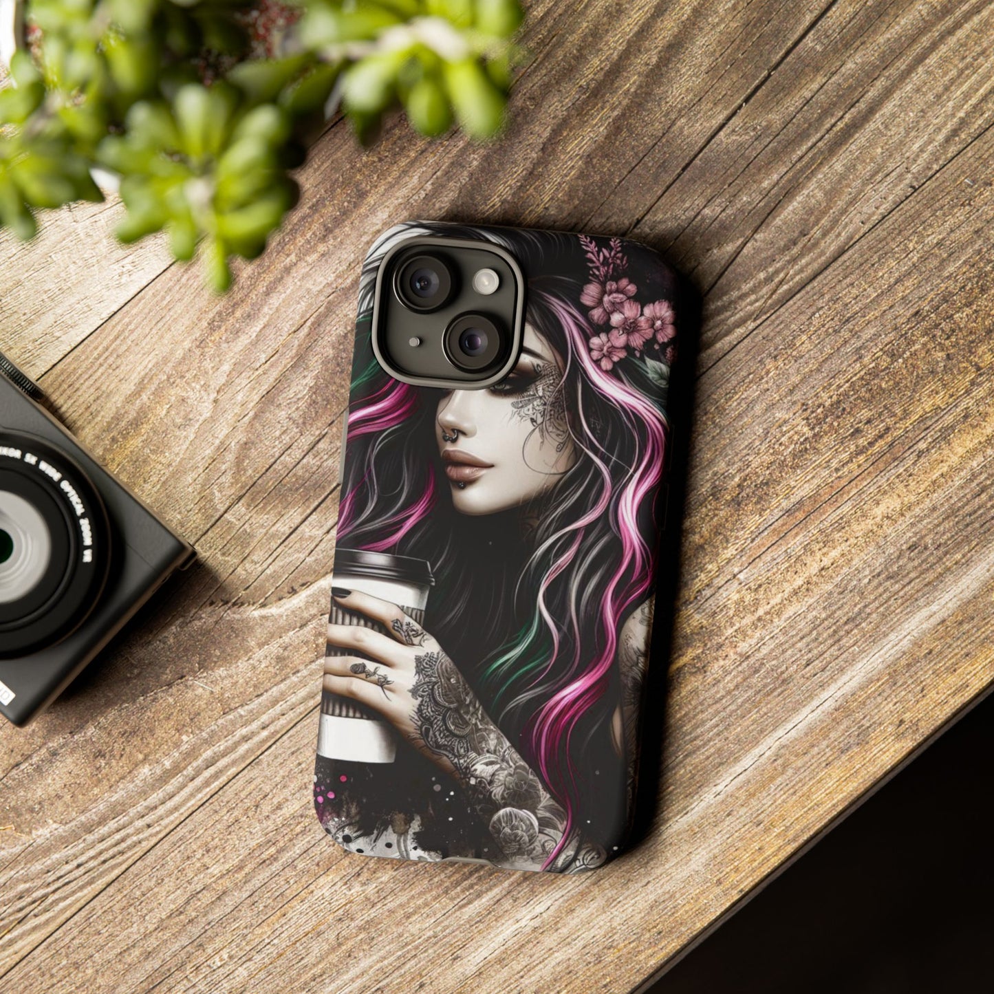 Tattooed Serenity – Gothic Coffee Lover Mobile Cover