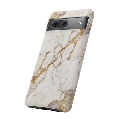 Elegant White and Gold Marble Case Design