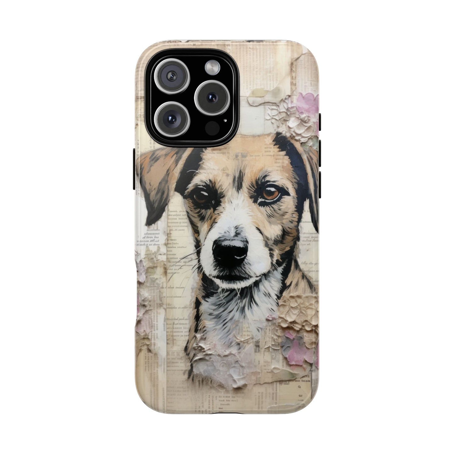 Vintage Collage Dog Portrait Mobile Cover – Artistic Mixed Media Design