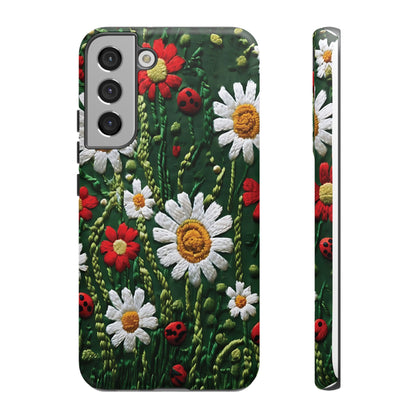 Knitted Pattern With Diamonds And Festive Motifs On Navy phone case design.
