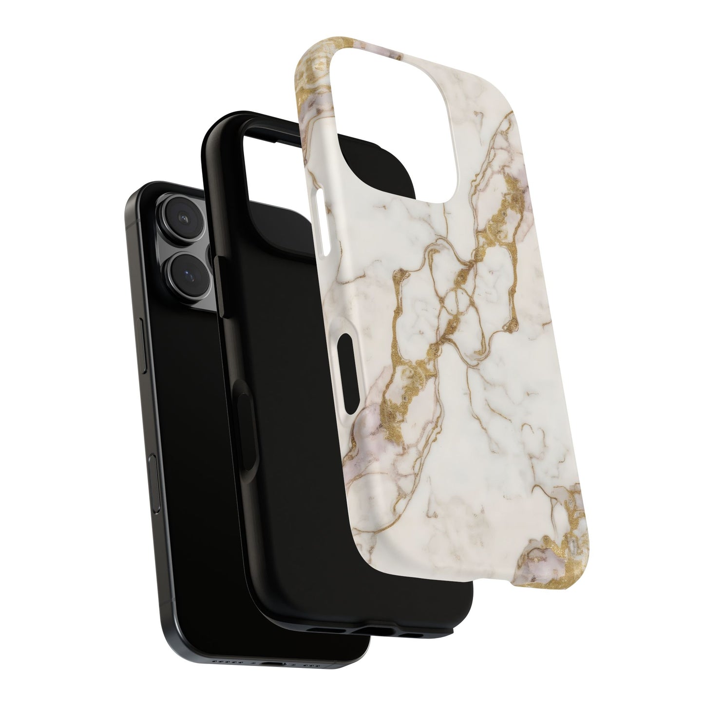 Elegant White and Gold Marble Case Design
