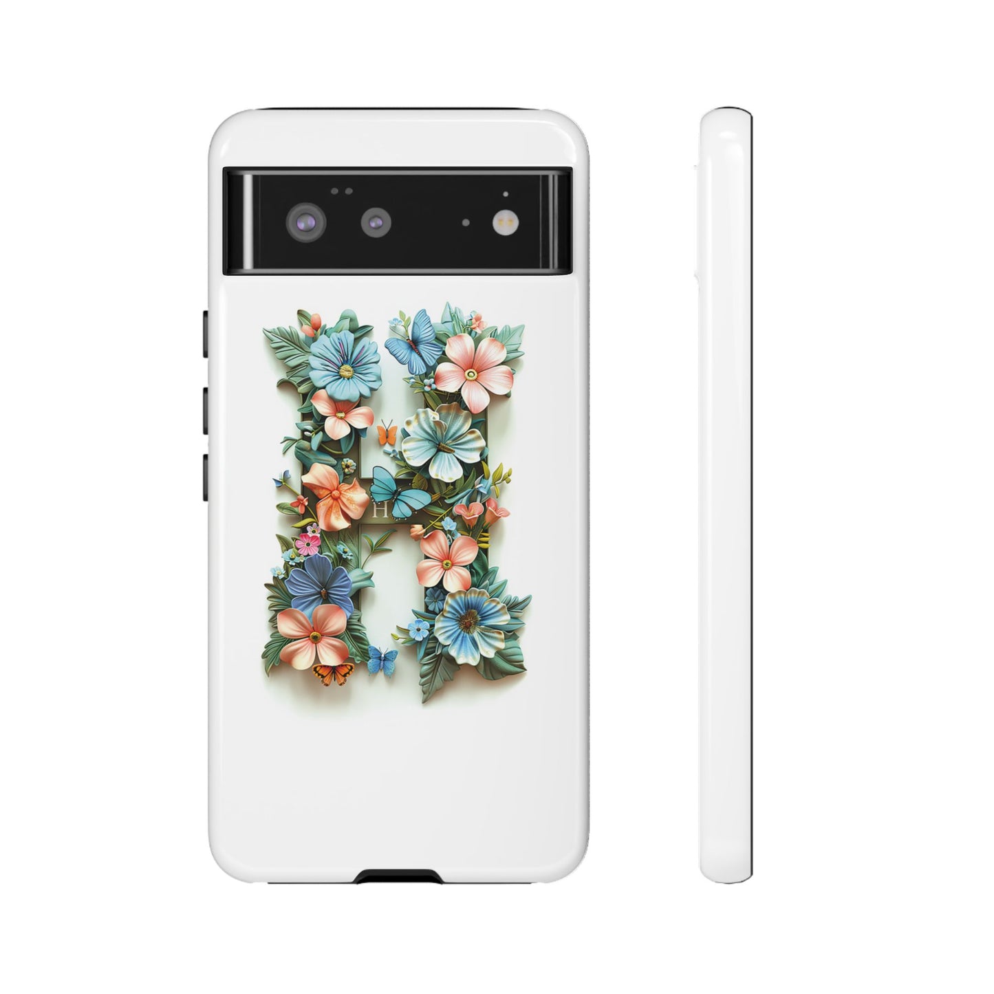 Floral Letter H Phone Case – Personalized Aesthetic Cover for iPhone, Samsung & Google Pixel