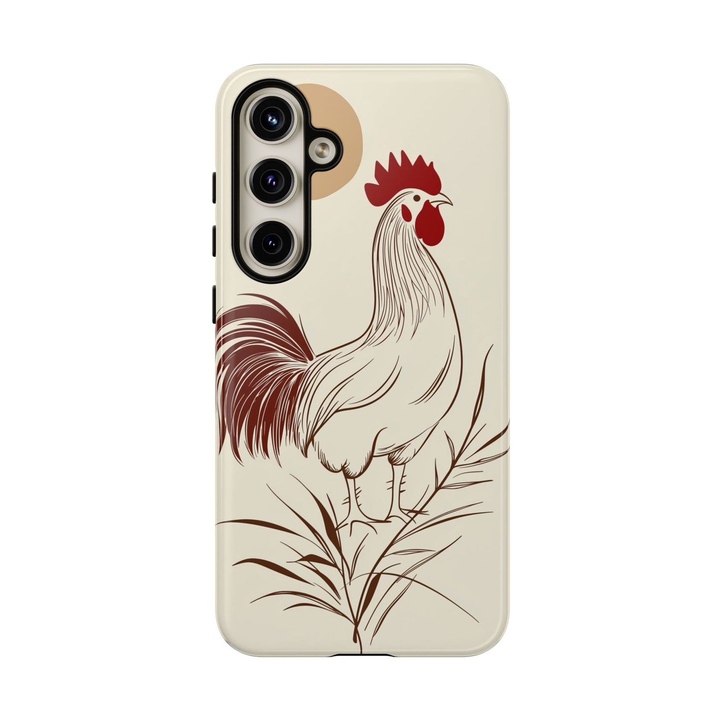 Golden Dawn Rooster: Minimalist Farmstead Charm Case for iPhone, Samsung & Pixel