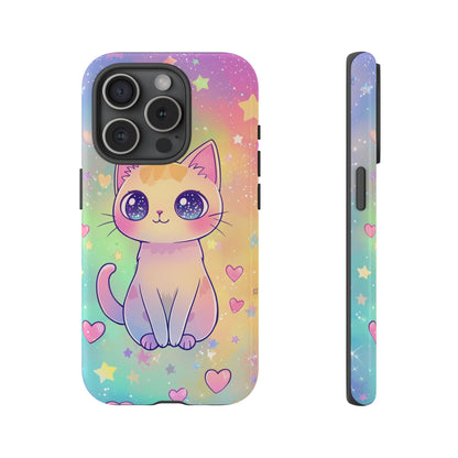 Rainbow Galaxy Cat Phone Case – Cute Anime Aesthetic for iPhone, Google Pixel & Samsung
