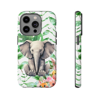 Cute Baby Elephant Mobile Cover – Floral & Tropical Aesthetic