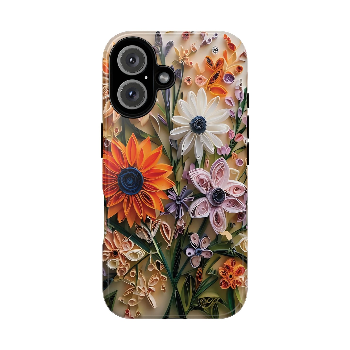 Intricate Quilled Floral Artwork In Vibrant Colors phone case design.