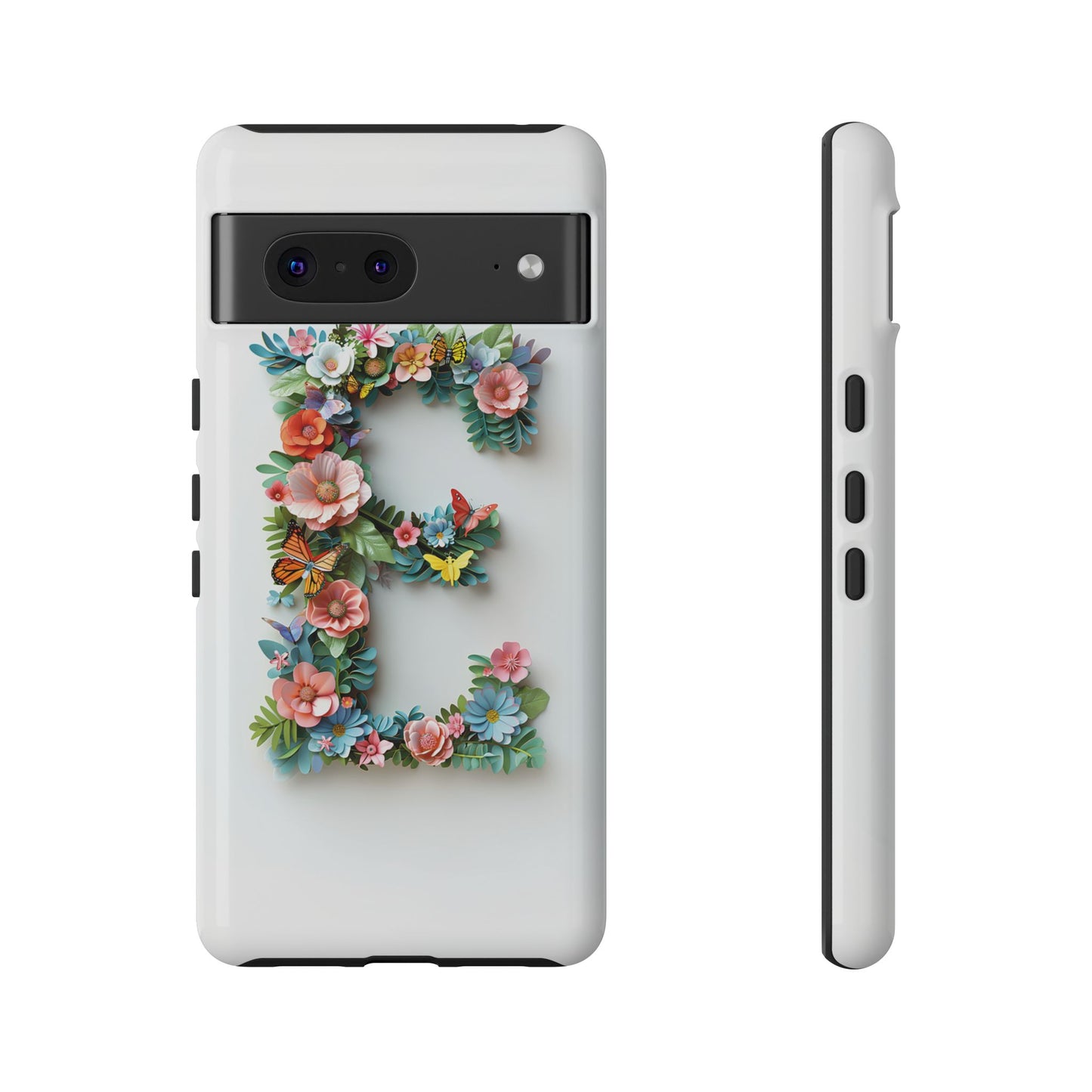 Floral Letter E Phone Case – Personalized Aesthetic Cover for iPhone, Samsung & Google Pixel