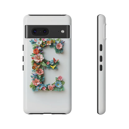 Floral Letter E Phone Case – Personalized Aesthetic Cover for iPhone, Samsung & Google Pixel