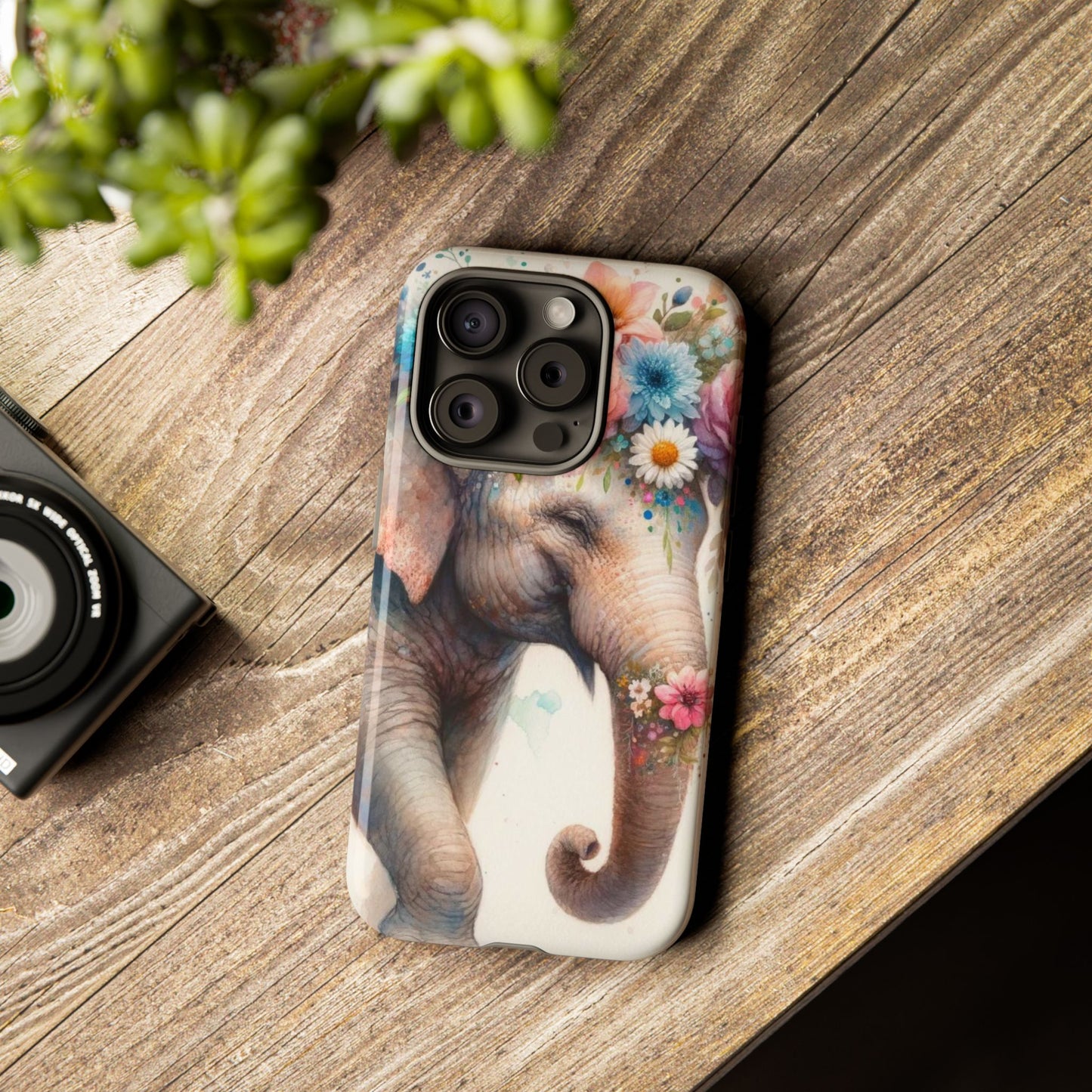 Joyful Floral Elephant Mobile Cover – Whimsical Watercolor Art