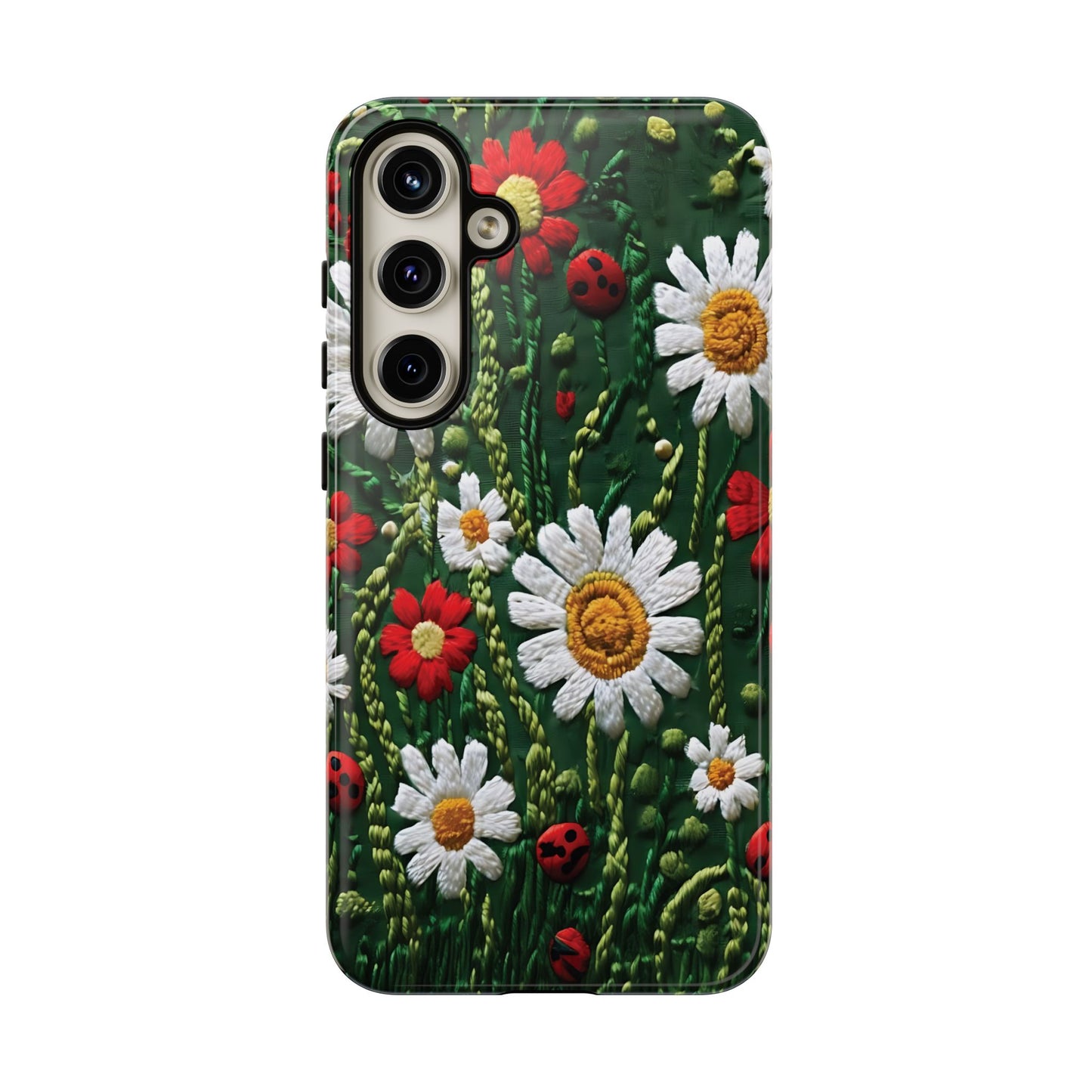 Knitted Pattern With Diamonds And Festive Motifs On Navy phone case design.
