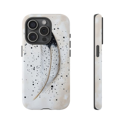 Elegant Owl Feather Phone Case – Black & White for iPhone, Samsung & Google Pixel