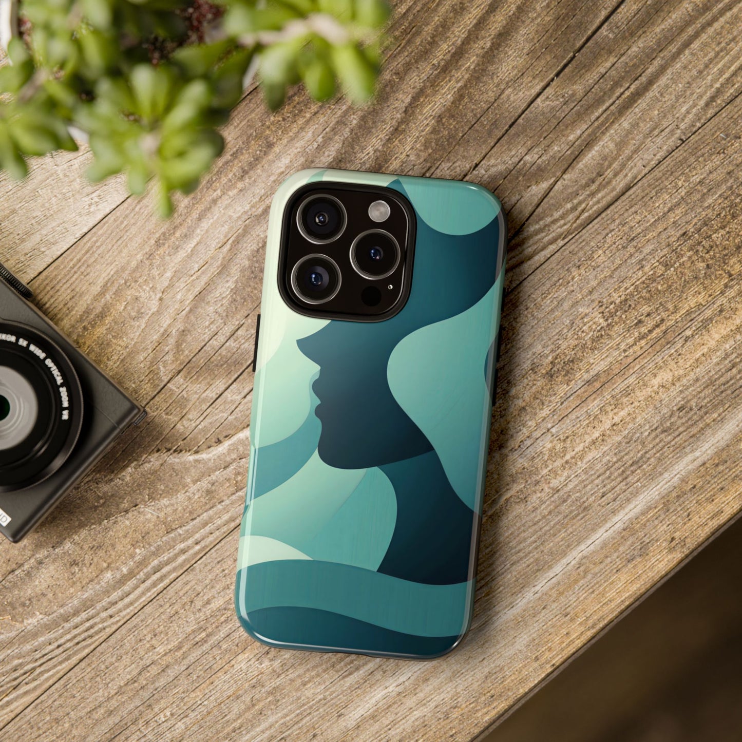 Whispers in Waves – Abstract Silhouette Phone Case for iPhone, Google Pixel, Samsung