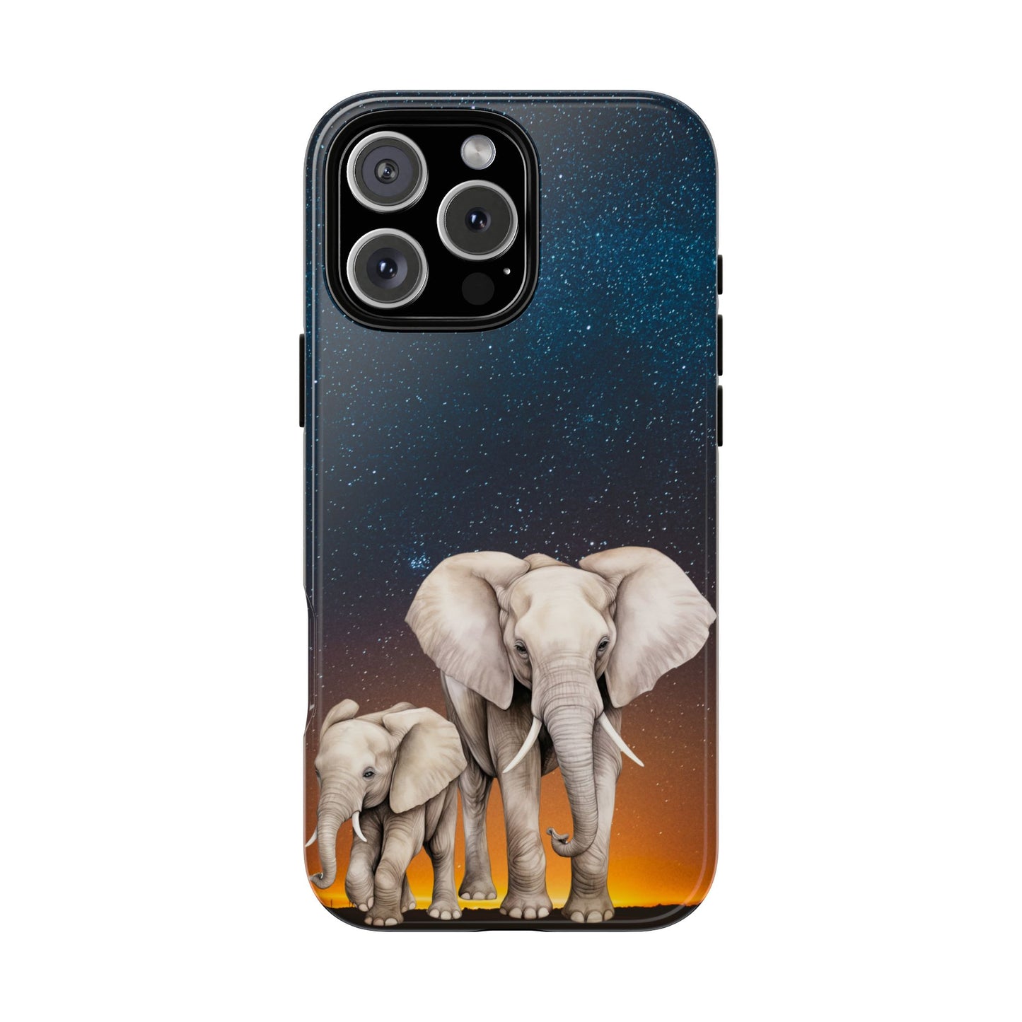 Starry Safari Elephant Family Mobile Cover – Cosmic Wildlife Aesthetic
