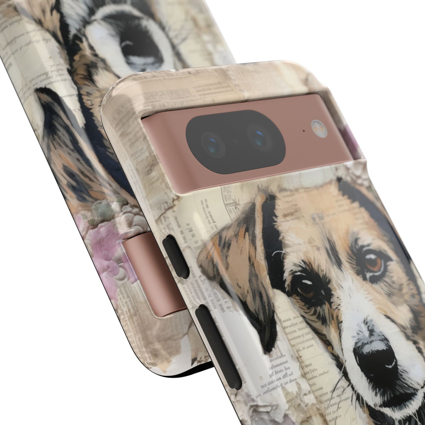 Vintage Collage Dog Portrait Mobile Cover – Artistic Mixed Media Design