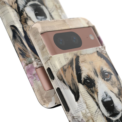 Vintage Collage Dog Portrait Mobile Cover – Artistic Mixed Media Design