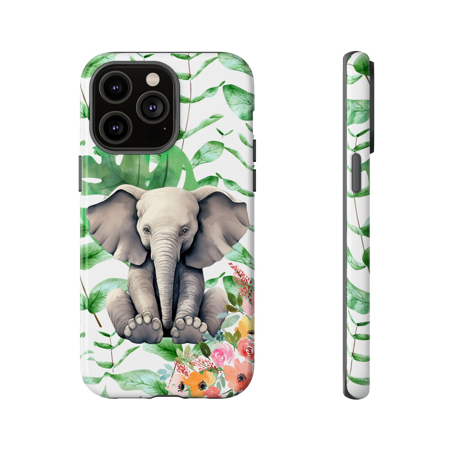 Cute Baby Elephant Mobile Cover – Floral & Tropical Aesthetic