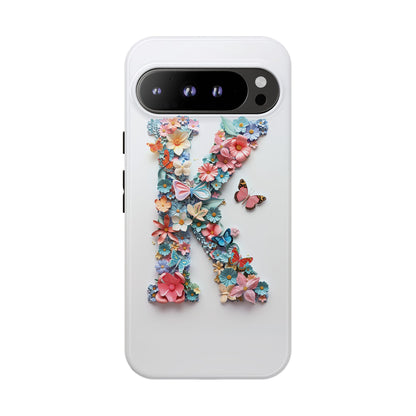 Floral Letter K Phone Case – Personalized Aesthetic Cover for iPhone, Samsung & Google Pixel