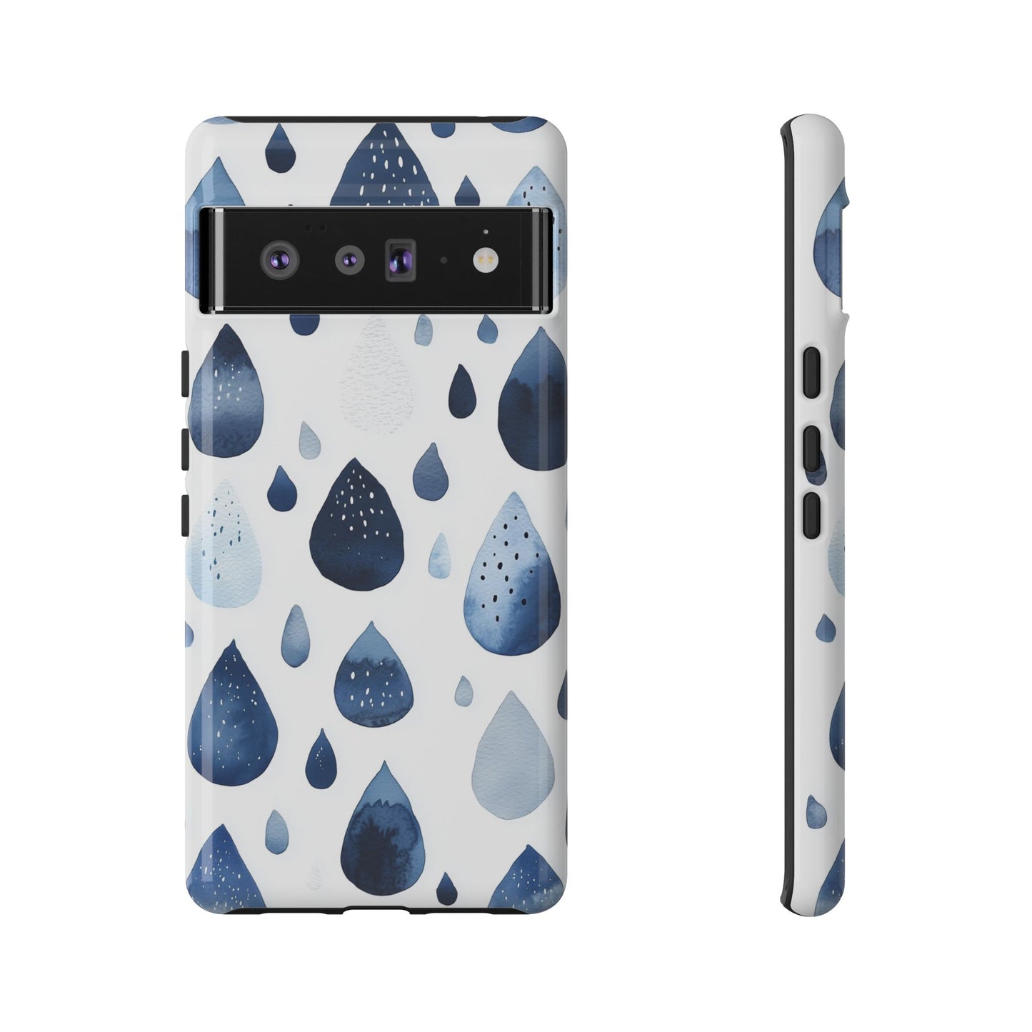 Indigo Rain Drops Watercolor Phone Case for iPhone, google Pixel & Samsung