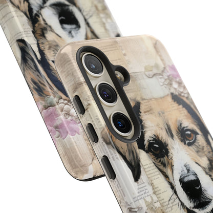 Vintage Collage Dog Portrait Mobile Cover – Artistic Mixed Media Design