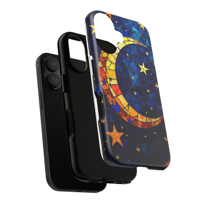 Celestial Crescent: Vibrant Moon and Stars Phone Case