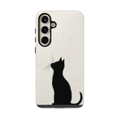 Silent Gaze: Minimalist Black Cat  Phone Case for iPhone, Samsung & Pixel