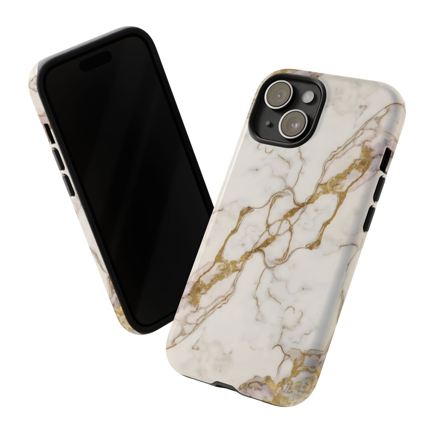 Elegant White and Gold Marble Case Design
