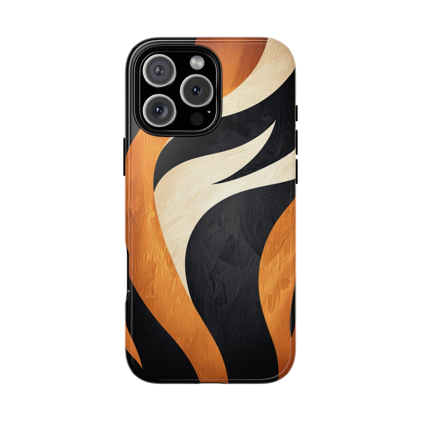 Bold Tiger Stripes Phone Case – Black, Orange & Cream for iPhone, Samsung & Google Pixel
